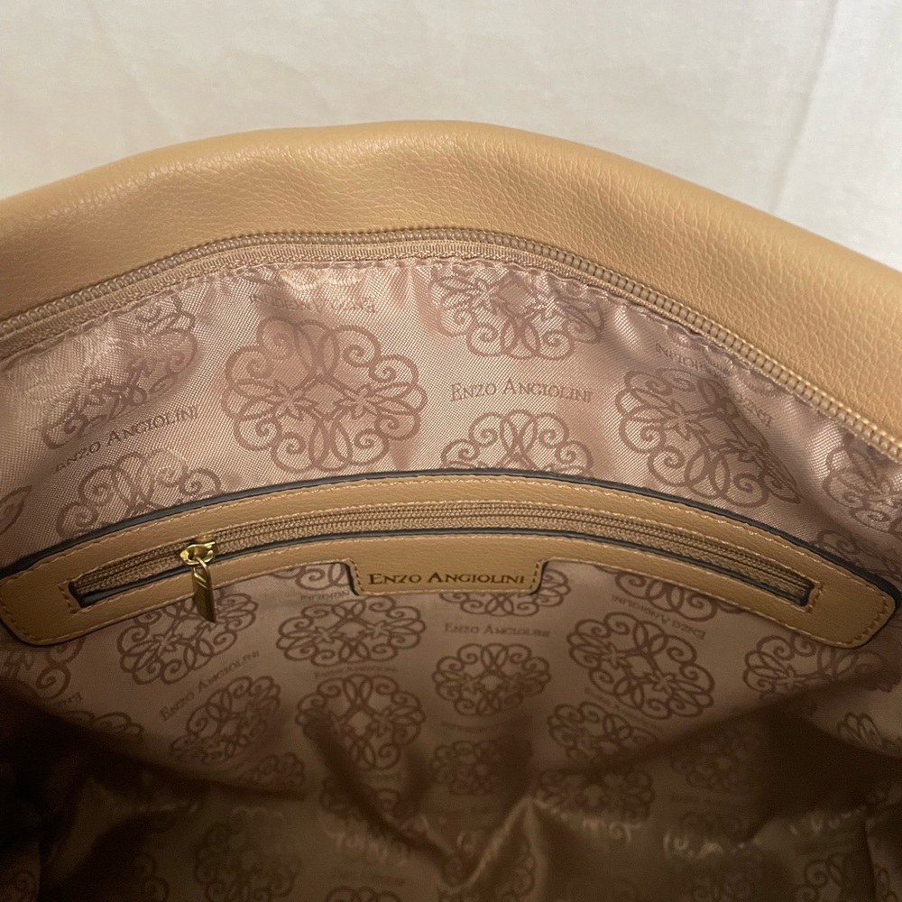 Enzo Angiolini tan bag. Vegan leather. Shoulder/ carry strap with gold accents. - Picture 3 of 7
